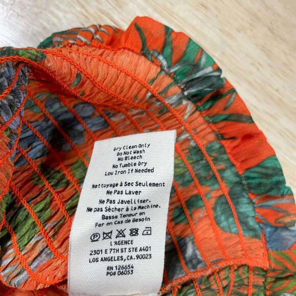 L'Agence NWT Cece Smocked Off-Shoulder Top Orange Parrot Puff Sleeve Size S - Picture 12 of 13